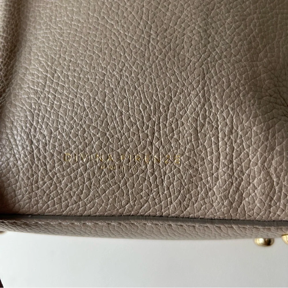 Divina Firenze Pebbled Leather Mini Backpack Purse Grey Camel Brown